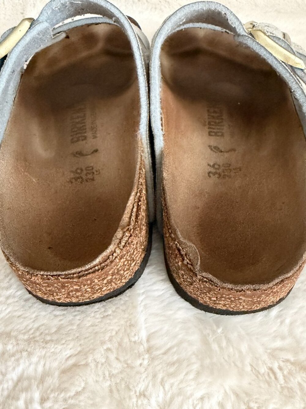 Birkenstock Arizona Shiny Python Two-Strap Dusty Blue Slide Sandal Size: EU36 - Picture 7 of 16